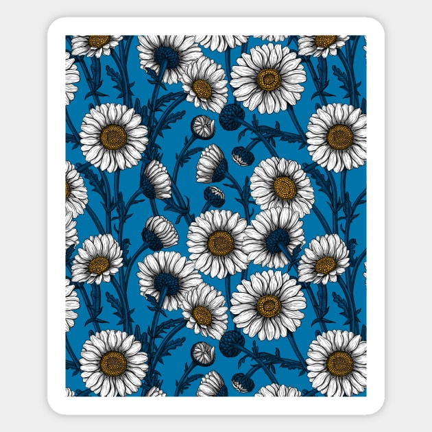 Daisies on blue Sticker by katerinamk